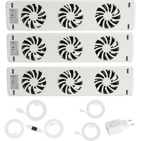 Jiubiaz Heizkörperventilator 3 Lüfter, 3er-Set, Magnet, 90 CFM, Thermostat (1/5)