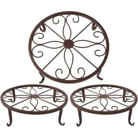 Support pour pot de fleurs en bronze 23 x 23 x 11,5 cm, support pour plantes succulentes d'intérieur et d'extérieur, 3 pièces