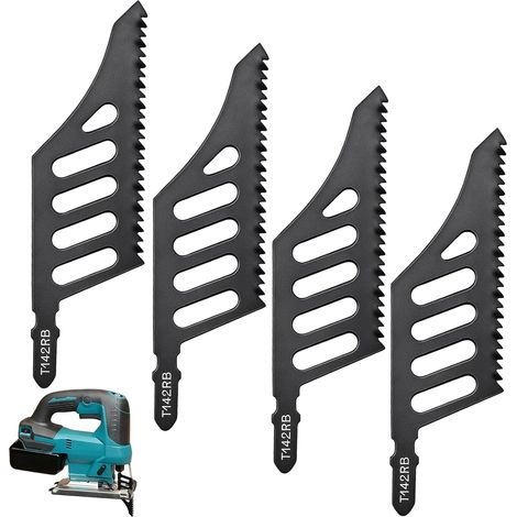 4 Lames de scie sauteuse T-Schaft, Acier carbone, 111,5x32x1,1 mm, Pour bois et panneaux
