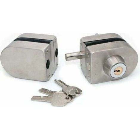 304 Stainless Steel Glass Door Lock with 2 Keys, Glass Door Lock, Security Lock, No Drilling Required, Suitable for Home, Hotel, Bathroom, Showcase (1/5)
