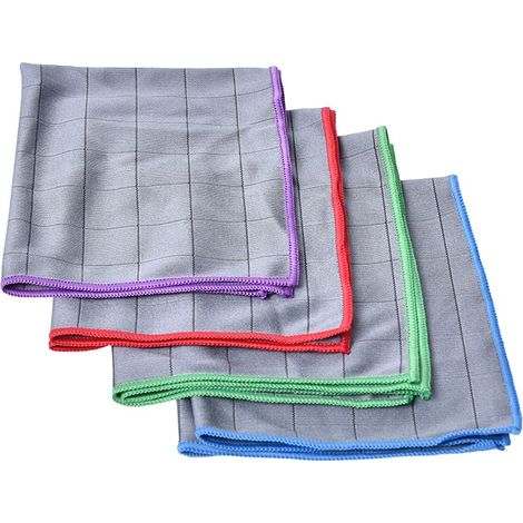 Liseré Vert Lot 4 chiffons de nettoyage Microfibre Carbon Clean Chiffons en fibre Carbone sans trace Vitres,Verre,Vaisselle (1/5)