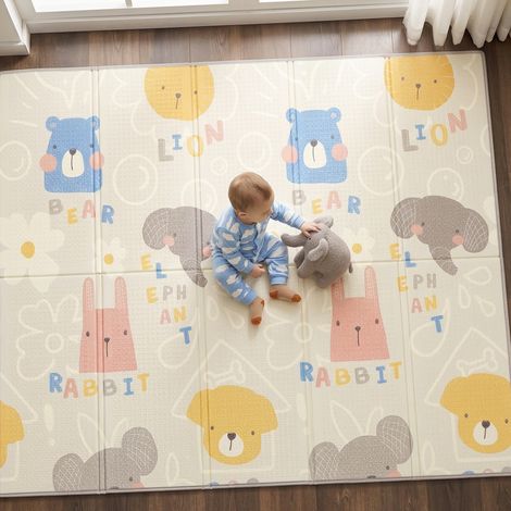 CASABEL Tapis d’Éveil Bébé, Épais & Doux, 180x150cm Motif Animaux