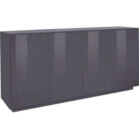 Credenza 4 Ante 180,1x41,4x86 cm Bloom Grigio Antracite Laccato Lucido (1/5)