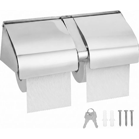 Double Porte-Papier hygiénique, Distributeur de Papier hygiénique Commercial en Acier Inoxydable avec Serrure et clés Porte-Rouleau de Papier hygiénique pour Salle de Bain (1/5)