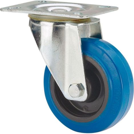 rueda giratora placa 121-160-1 poliamix-goma azul superelast.rodillos