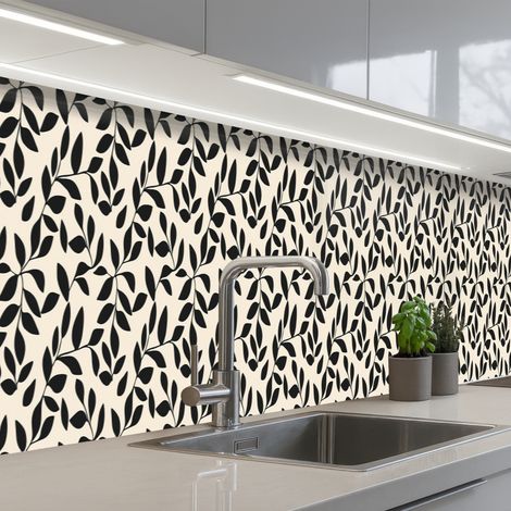 SCHIENALI CUCINA Elegante - Fantasia - Nero - Beige 450x60 cm