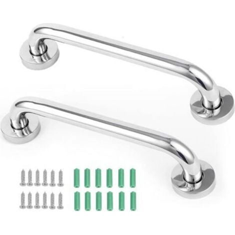 ALLIANDISLot de 2 poignées antidérapantes, en acier inoxydable, pour salle de bain, baignoire, douche, conviennent aux personnes âgées et aux enfants, 30 cm (1/5)