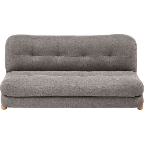Sofa Bed Dark Grey Faux Linen Upholstery Wooden Legs 2 Seater Sleeping Function Quilted Living Room Bedroom Guest Room ESBJERG