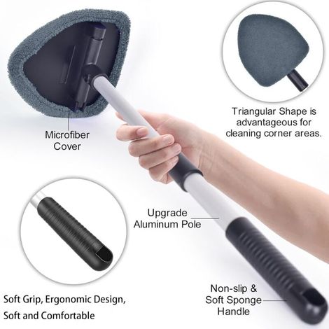 Kit de nettoyage de pare-brise - pour éliminer la buée et l'humidité des vitres de voiture - ensemble de 5 pièces, gris (1/3)