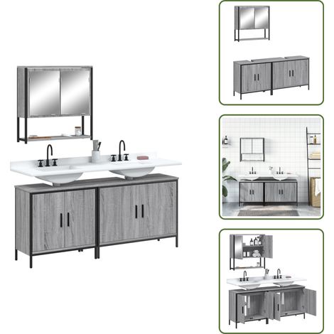 Ensemble de meubles de salle de bain 3 pcs Sonoma gris - Meuble De Salle De Bain - Ensemble Salle De Bain - Rangement Salle De Bain - Armoire Salle De Bain - Vanity Unit