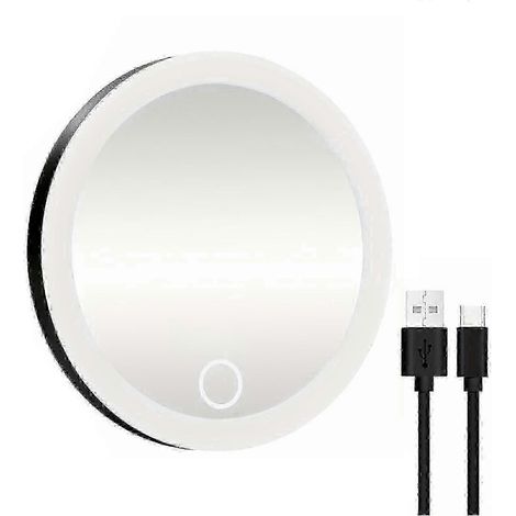 JIAJIEFANG 10-fach vergrößernder Spiegel mit LED-Beleuchtung – USB-aufladbar, einstellbare Helligkeit, Saugnapf – Tragbarer Kosmetikspiegel für Damen und Herren (1/5)