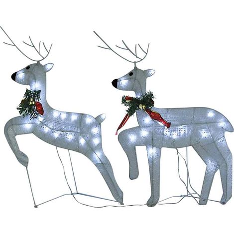 vidaXL Renos de Navidad 2 unidades 40 LED blanco (1/2)