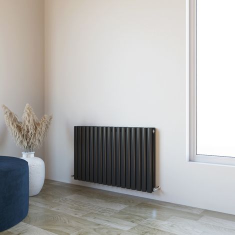 Acezanble 600x1003mm Double Black Horizontal Oval Column Central Heating Designer Radiator (1/5)