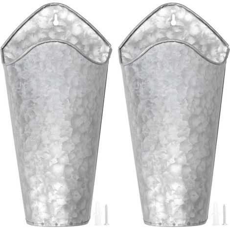 2 Pièces Pots de Fleurs Suspendus en Fer Forgé pour Décor Intérieur/Extérieur 9x15x30cm (1/5)