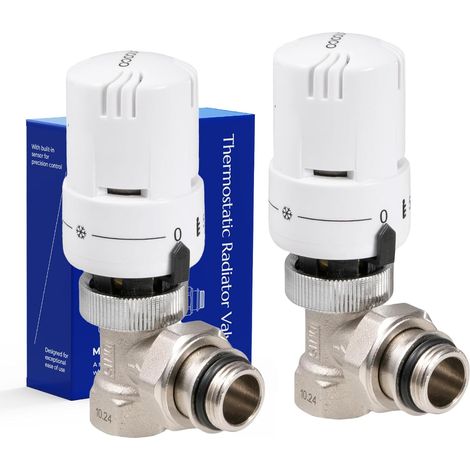 Lot de 2 1/2" Angulaire Blanc Vanne Thermostatique Kit (1/5)