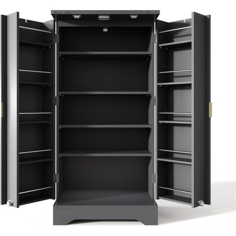 Pensile da cucina alto con luce LED a sensore e portaspezie, 120x60,5x40 cm, nero, HOMVRA (1/5)