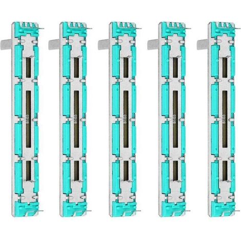 5 pièces Potentiomètre à glissière, Double potentiomètre à glissière linéaire, Potentiomètre coulissant B10K mélangeur à glissière droite à Double canal Fader à usages multiples pour réglage du (1/4)