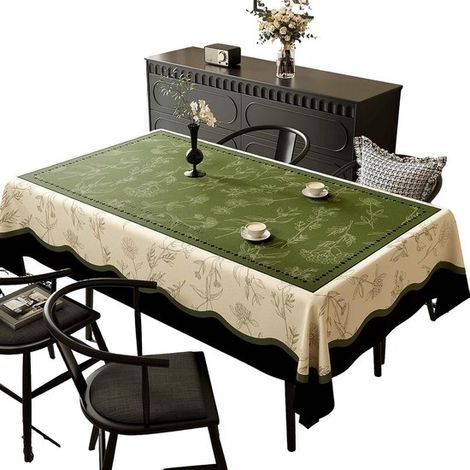 Nappe rectangulaire en PVC, résistante à l'eau, aux taches et à la chaleur, facile à nettoyer, protège les tables de salle à manger et de cuisine, 140 cm x 200 cm (1/5)