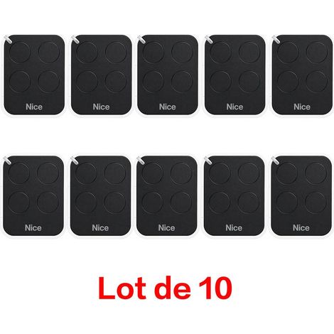 Lot de 10 Télécommande Nice Era ON4E ON4 – Émetteur Portail et Porte de Garage – 4 Canaux, Fréquence 433,92 MHz, Noir/Blanc – Compatible Motorisation Nice