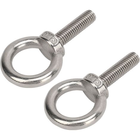 Vis à œil de levage en inox M10, robuste et polyvalente, pour fixation de suspension, bateau, camping-car, chantier, haute dureté. (1/5)