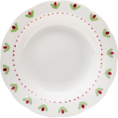 Lot de 6 Assiettes Creuses "Fleur de Rose" 23cm Multicolore