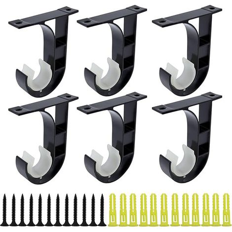 Supporto per asta per tende - Nero - Lega di alluminio - 90x76 mm - Confezione da 2