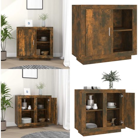 Buffet Chêne fumé 80x40x75 cm - Buffet - Meuble De Rangement - Commode - Bibliothèque - Décoration Intérieure - Home & Living (1/5)