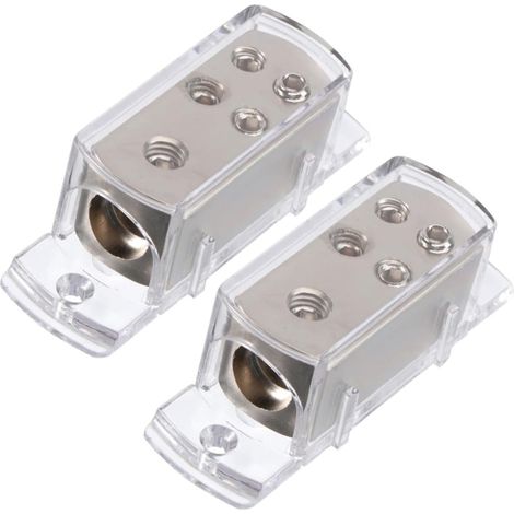 Boîtier répartiteur audio 2 pièces 4 voies en laiton, bloc distribution énergie pour voiture et bateau, accessoires ampli voiture légers et résistants à la corrosion (1/5)