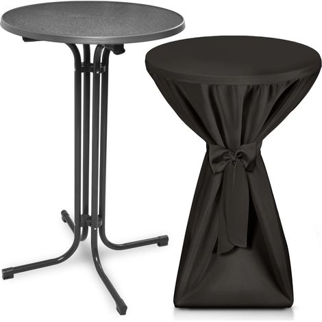 Outdoor Stehtisch Bellini, klappbar, Ø70cm, Schwarz, mit Husse