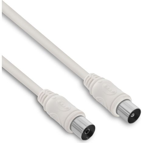 Câble TV coaxial 9,52 mm mâle/fem. 5 m - blanc