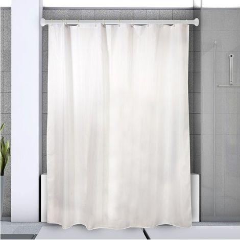 Barre tringle pour rideau de douche ou baignoire extensible sans perçage en Alu DECOR 125-220cm Blanc Spirella (1/5)