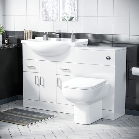 Dyon 750mm White Floor Standing Vanity, WC Unit & BTW Toilet - Flat Pack (1/5)