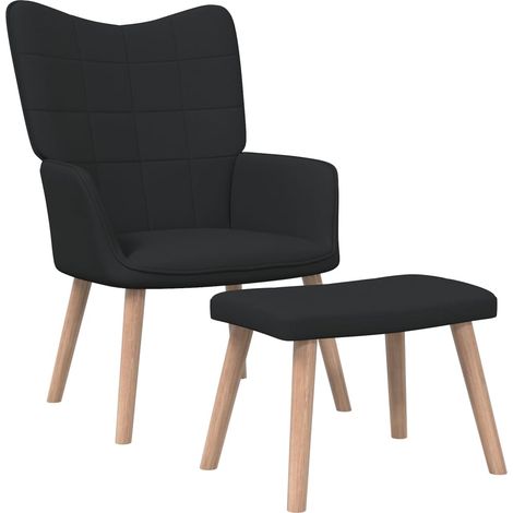 Chaise de relaxation,Chaise de Salon avec tabouret Noir Tissu BGT55603 (1/5)