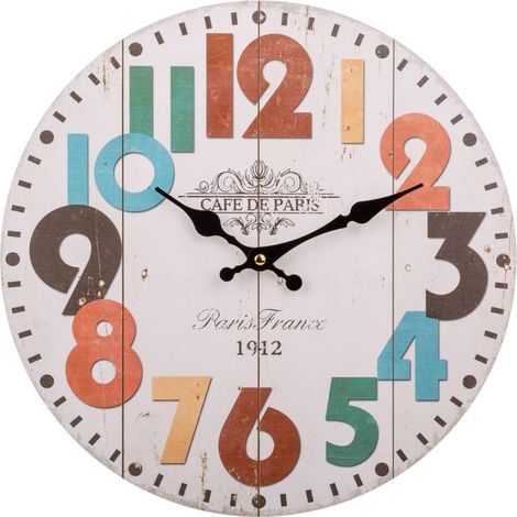 Reloj de pared de madera blanco d34x2 cm (1/4)