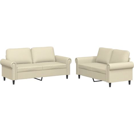 Maison Exclusive - Set di Divani 2 pz con Cuscini crema in Similpelle