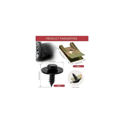 Kit di 40 viti e dadi di fissaggio, dadi di fissaggio per parafanghi auto, kit di supporto passaruota a U, per pannello interno della portiera dell'auto - Crezuo