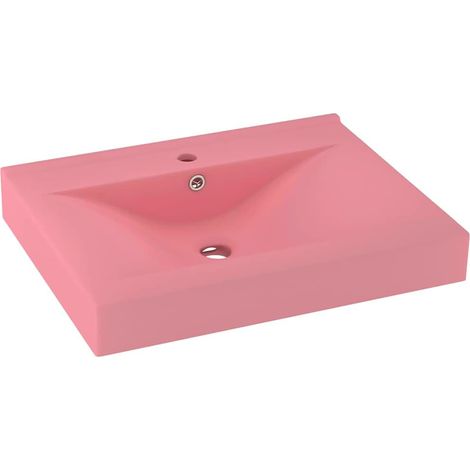 Lavandino con Foro Rubinetto Rosa Opaco 60x46 cm in Ceramica vidaXL
