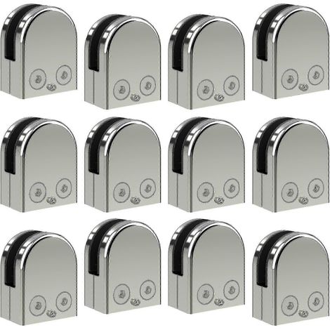 Lot de 4 ou 12 pinces à verre en acier inoxydable 304, pour balustrades en verre (6-8 mm, 8-10 mm, 10-12 mm) Supports de fixation pour fenêtres, balustrades et escaliers (8-10 mm)