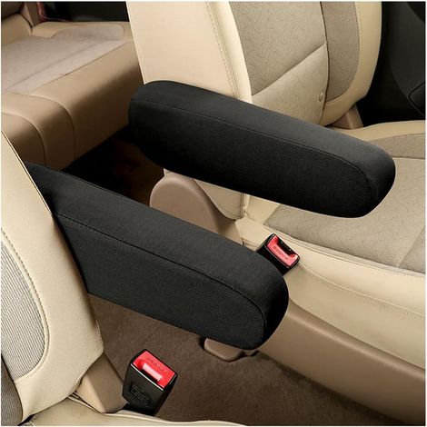 2-teiliger elastischer Auto-Armlehnenbezug, universeller Ganzjahres-Auto-Armlehnensitzbezug, Schutz für LKWs/SUVs/Vans/Auto-Innenausstattung (Schwarz) (1/5)