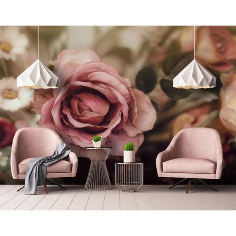 Fototapete Blumen Rosen Natur, für Wohnzimmer und Schlafzimmer, 150 x 105 cm – Komplettset inkl. Kleister & Anleitung (1/5)