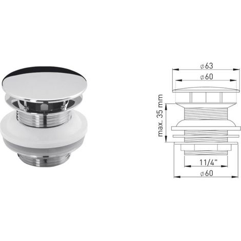 ASW vanne à axe design 107503 2000 2000 /4" x Ø 60 mm, avec capot, longueur d&39axe 50 mm (1/2)