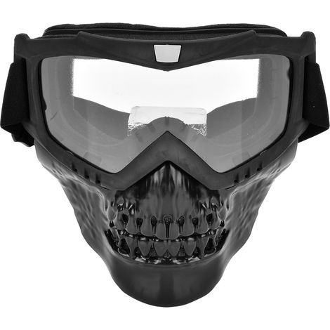 Masque facial moto crâne avec lunettes intégrées pour course - Transparent (1/5)