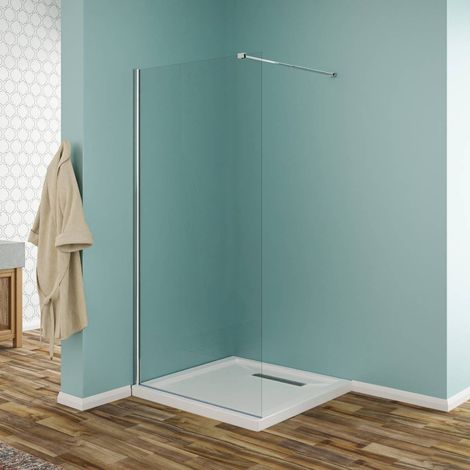 Parete Walk-In in vetro temperato trasparente 8mm con profili cromo H190 - 140 cm (1/5)