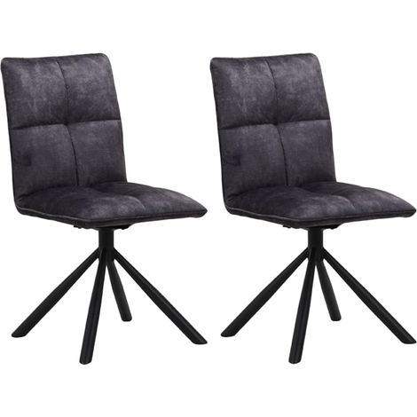 Lot 2 Chaises tournante avec poignée tissu gris anthracite Casita RUSSELL