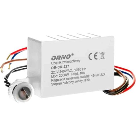 Sensor crepuscular Orno con sonda externa 230V 2000W 5-50 lux IP54