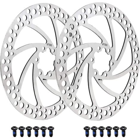 Disque de frein à disque de vélo de type Center Lock, avec vis en acier inoxydable, compatible avec les vélos de route, VTT, etc., 2 disques (180 mm) (1/5)