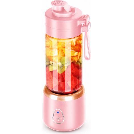 Blender Portable Rechargeable 380 ml, 10 Lames, Gobelet avec Couvercle, Rose (1/5)