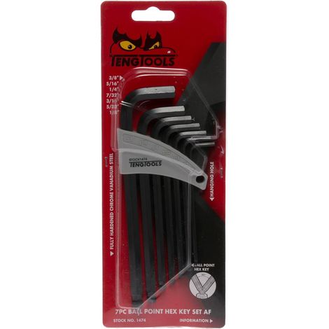 Llaves hexagonales en pulgadas de 6 puntas en el juego Teng Tools 1474 (1/2)