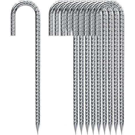 10-piece set galvanized tent pegs 30 cm – Stainless steel – Securing trampolines, tents, fences – For heavy-duty use (1/5)
