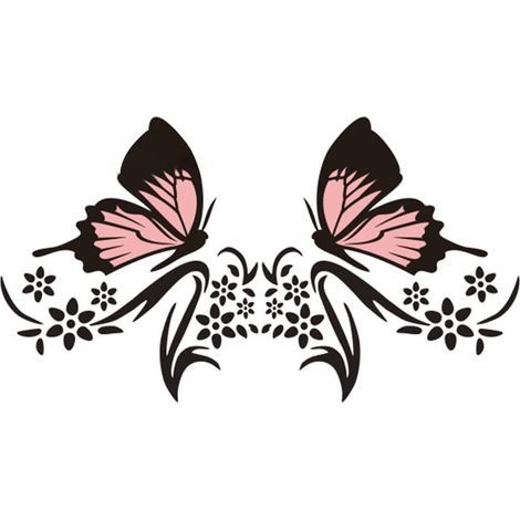 CCYKXA （Black+Pink）2 Pcs Car Hood Stripe Sticker, Butterfly Flowers Pattern Graphics Waterproof Car Body Sticker Decal for Cars SUV Trucks Computer